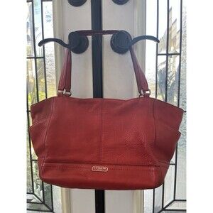 Coach Red Orange Double Strap Shoulder Handbag